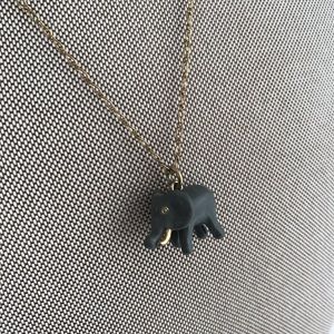 JCrew gold chain with grey enamel elephant